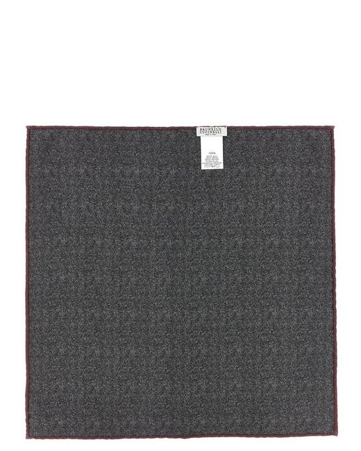 Brunello Cucinelli Gray Striped Pocket Square for men