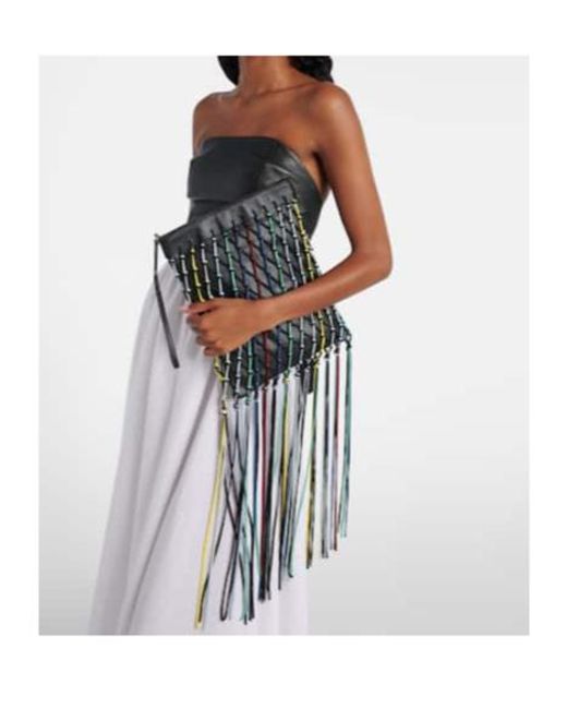 Gabriela Hearst Black Naila Fringed Leather Pouch