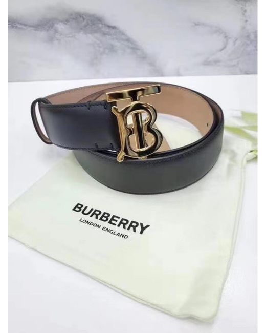 Burberry White Tb Plaque Buckle Belt