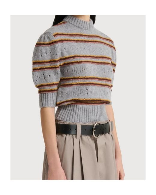 Marni Gray Openwork Knit Jumper