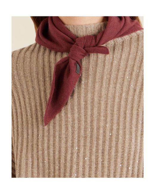 Brunello Cucinelli Red Beaded Scarf
