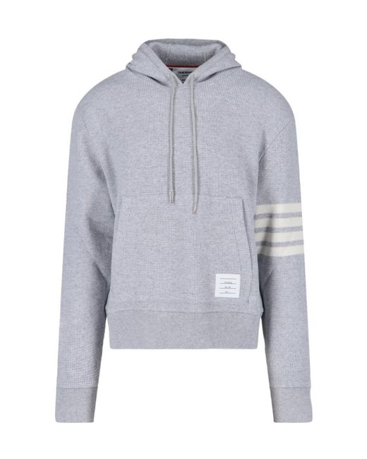 Thom Browne Blue Drawstring Knitted Hoodie for men