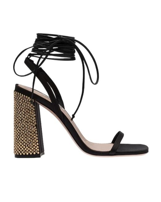 Miu Miu Black Ankle Tie-Fastening Embellished Sandals