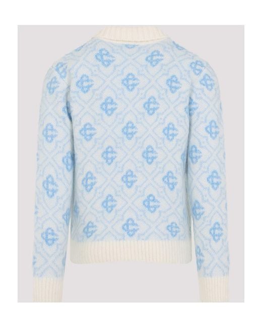 Casablanca Blue Monogram Zipped Jumper for men