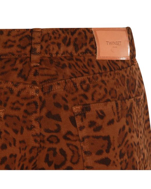 Twinset Brown Animal Print Trousers