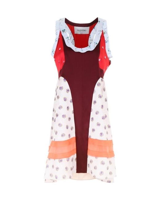 Valentino Red Color-Blocking Sleeveless Dress