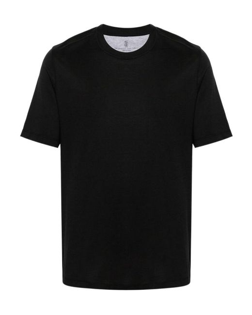 Brunello Cucinelli Black Short Sleeved Crewneck T-Shirt for men