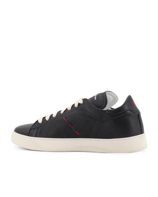 Kiton Black Round Toe Lace-Up Sneakers for men