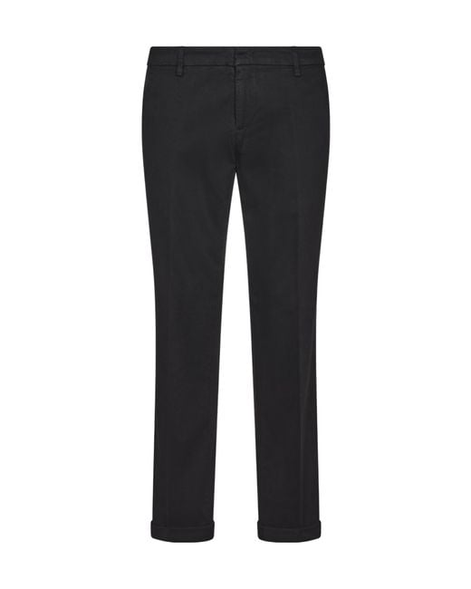 Dondup Black Belt-Lined Casual Pants for men