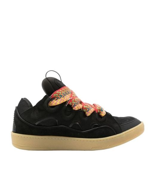 Lanvin Black Curb Round Toe Lace-Up Sneakers for men