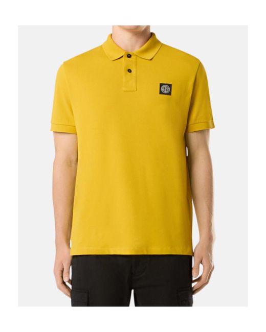 Stone Island Yellow Short-Sleeved Polo Shirt for men