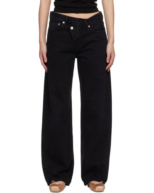 Agolde Black Arc Criss Cross Curved Leg Jeans