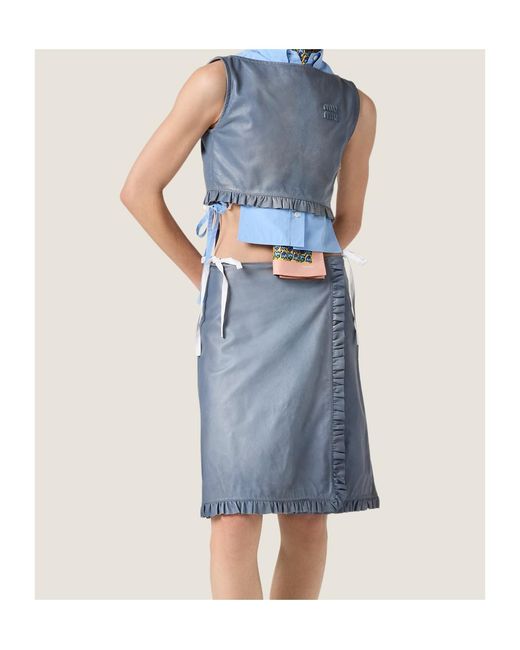Miu Miu Blue Nappa Leather Top