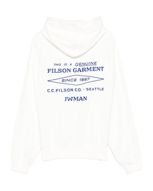 Junya Watanabe White Graphic Print Hooded Sweatshirt for men