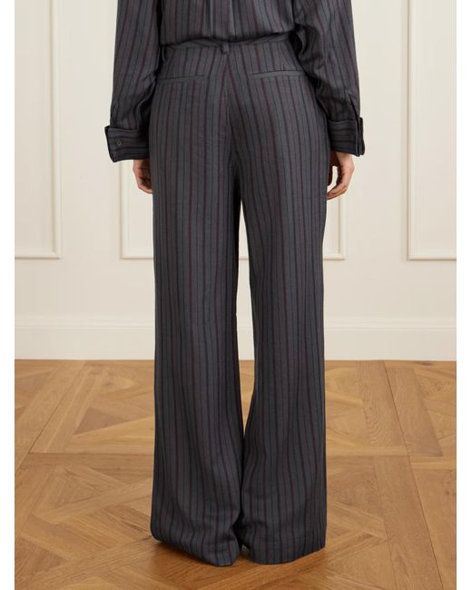 The Elder Statesman Gray Striped Wool And Cashmere-Blend Twill Pants