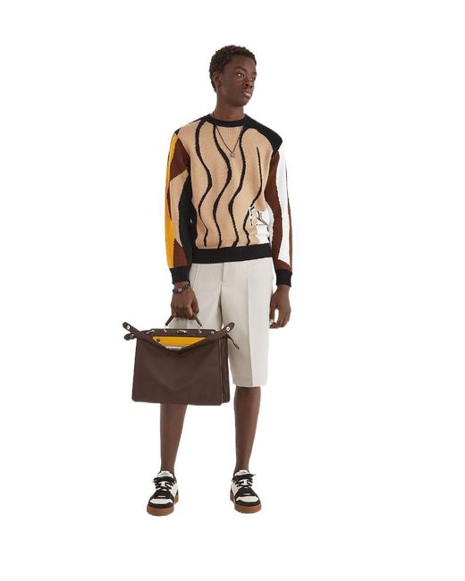 Fendi Brown Match Low Top Suede for men