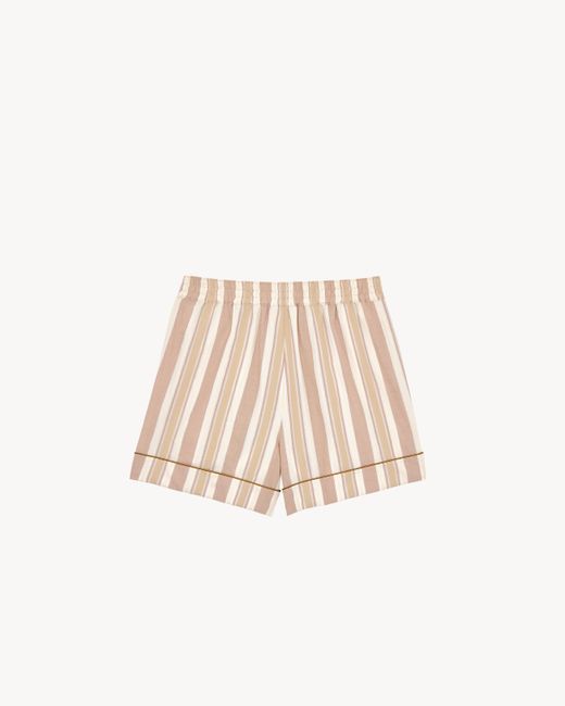 Saint Laurent Natural Striped Pajama Shorts