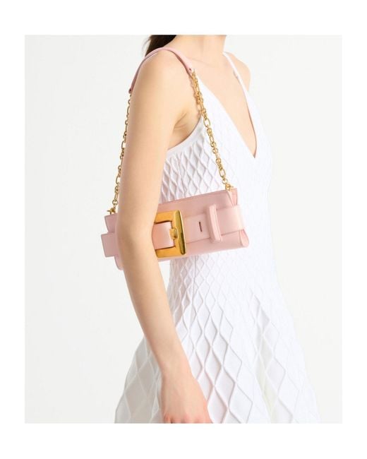 Balmain Pink Anthem Smooth Leather Clutch