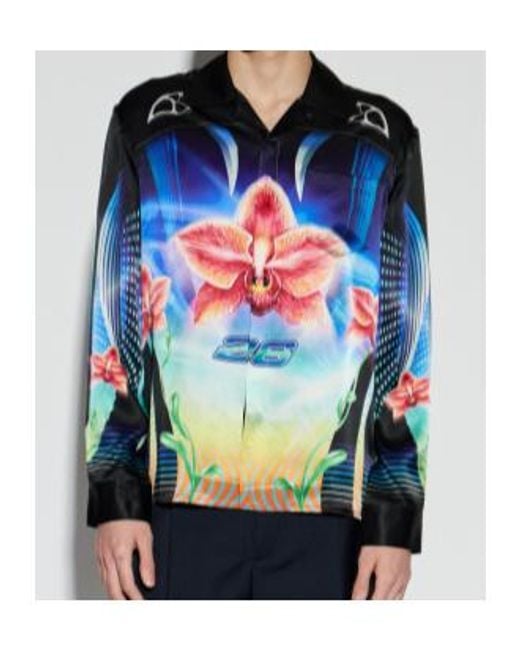 Casablanca Blue Patterned Shirt With Pocket for men