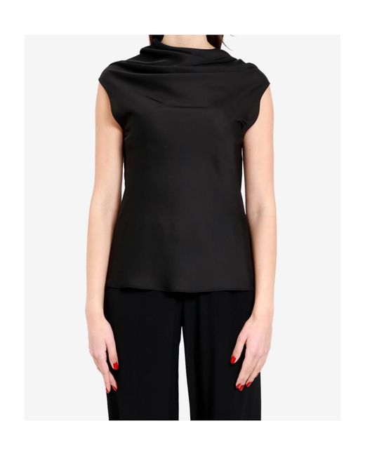 Philosophy Di Lorenzo Serafini Black Drape Front Blouse