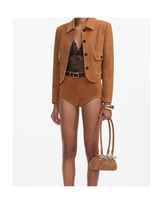 Self-Portrait Brown Suede Jacket