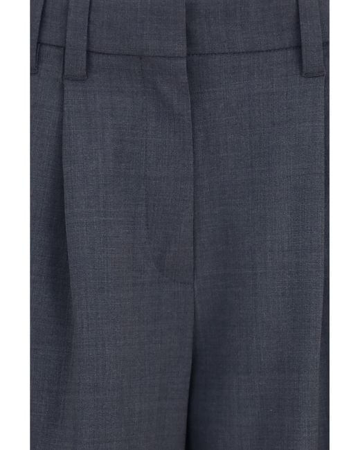Brunello Cucinelli Blue Casual Trousers With Belt Loops