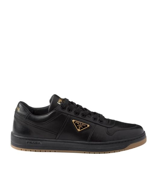 Prada Black Triangle-Logo Low-Top Sneakers for men