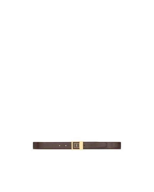 Saint Laurent White Logo Buckle Belt for men