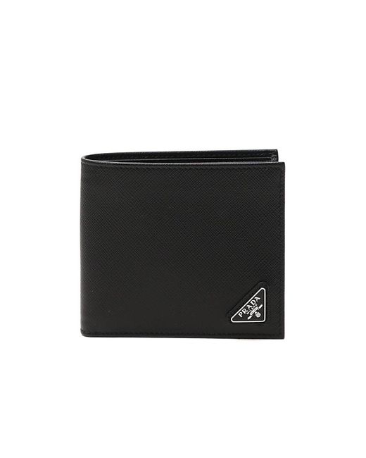Prada Black Triangle Logo Bifold Wallet for men