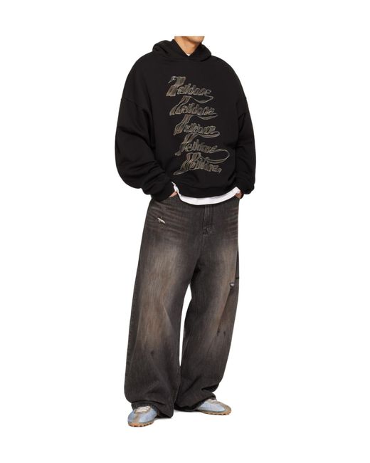 we11done Black Ribbon-Logo Hoodie for men
