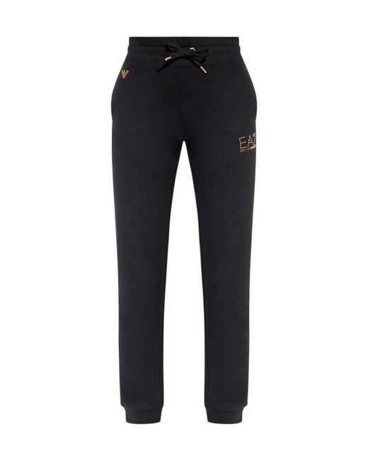 EA7 Blue Logo Printed Drawstring Pants