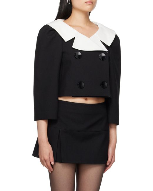 ShuShu/Tong Black Double-Breasted Wool Blazer