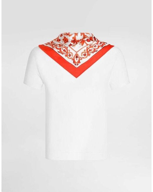 Dolce & Gabbana White Detachable Scarf Fitted Top