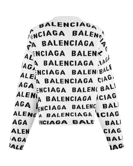 Balenciaga White Logo Long Sleeve Sweater for men