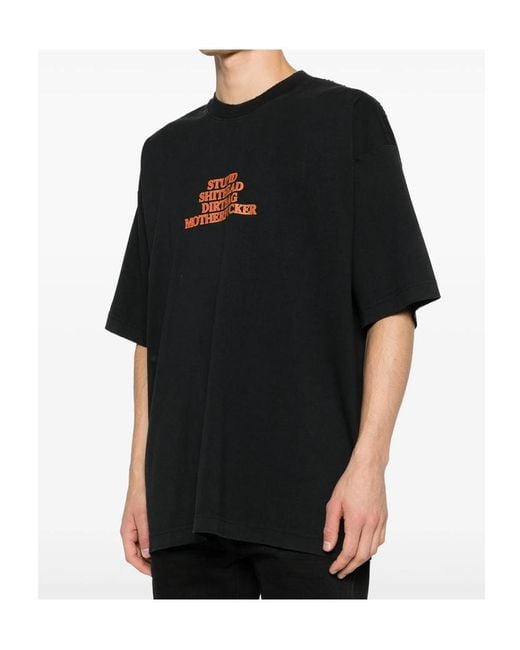 Vetements Black Short-Sleeved Crewneck T-Shirt for men