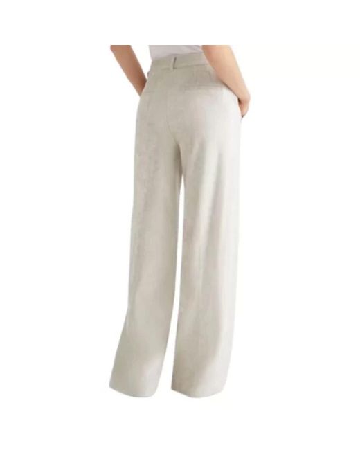 Marella White Casual Pants With Belt Loops