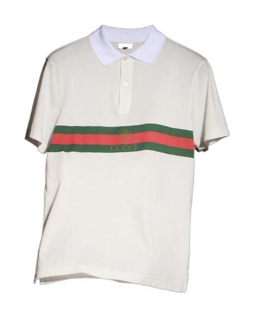 Gucci White Web Detailed Jersey Polo Shirt for men