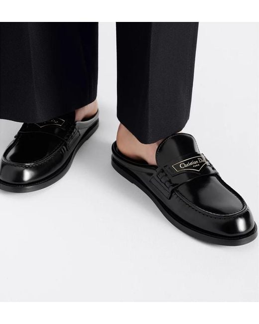 Dior Black Christian Boy Logo Detailed Slip-On Mules