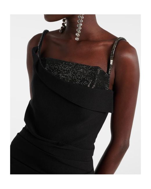 Roland Mouret Black Crystal-Embellished Crêpe Minidress