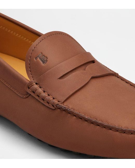 Tod's Brown Gommino Leather Moccasins for men
