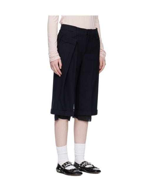 OPEN YY Blue Wrap Over Layered Bermuda Shorts