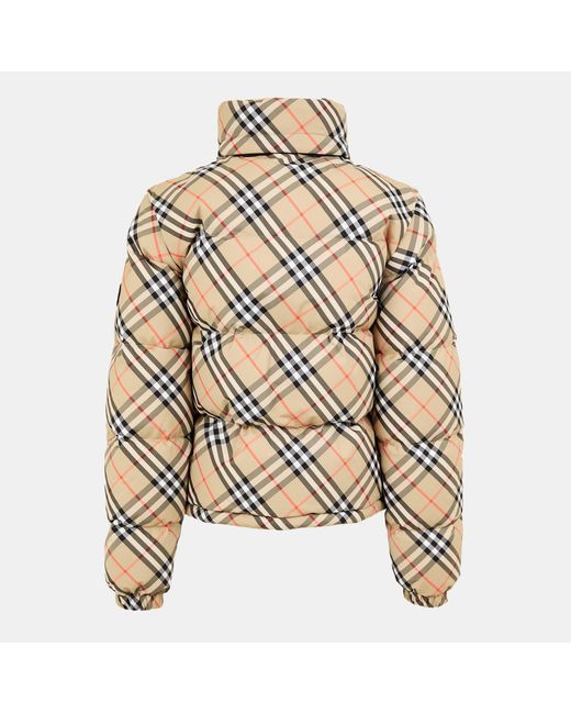 Burberry Metallic Check Insulated Cropped Short Puffer Jacket