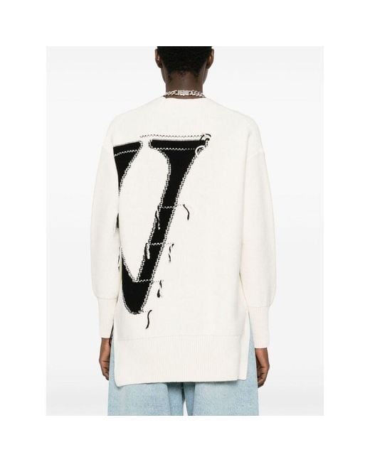 Off-White c/o Virgil Abloh Black Logo Detailed V-Neck Cardigan