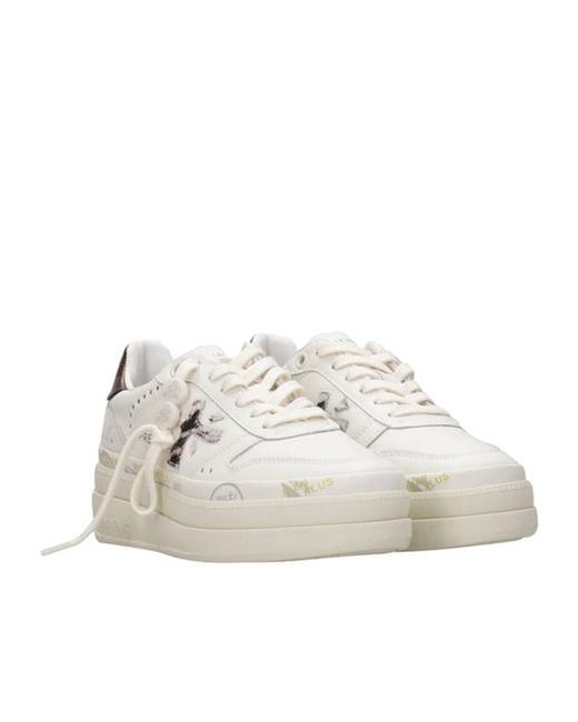 Premiata White Lace-Up Sneakers