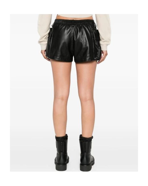 R13 Black Leather Cargo Shorts