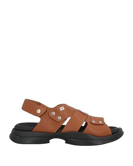 Ganni Brown Simple One-Strap Sandals