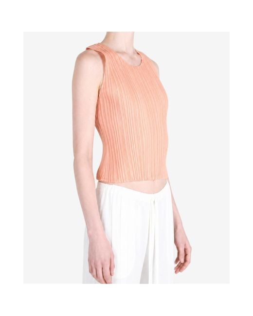 Pleats Please Issey Miyake Pink Monthly Colors July Pleated Sleeveless Top