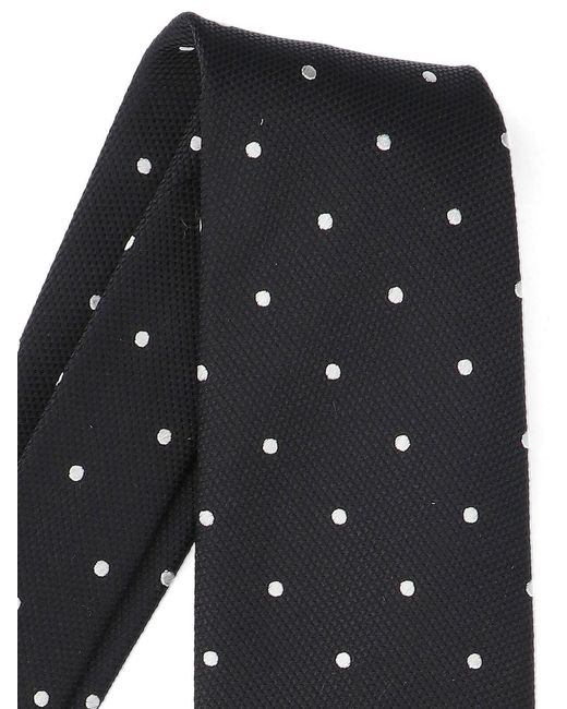 Tom Ford Black Polka Dot Pointed Tip Tie for men
