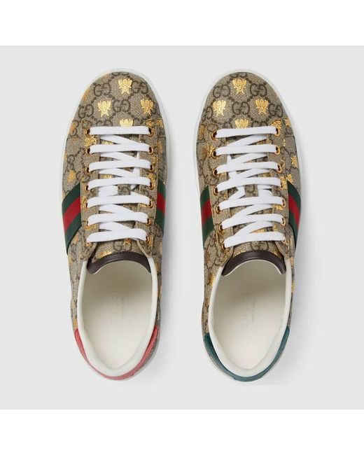 Gucci Green Ace Gg Supreme Lace-Up Sneakers