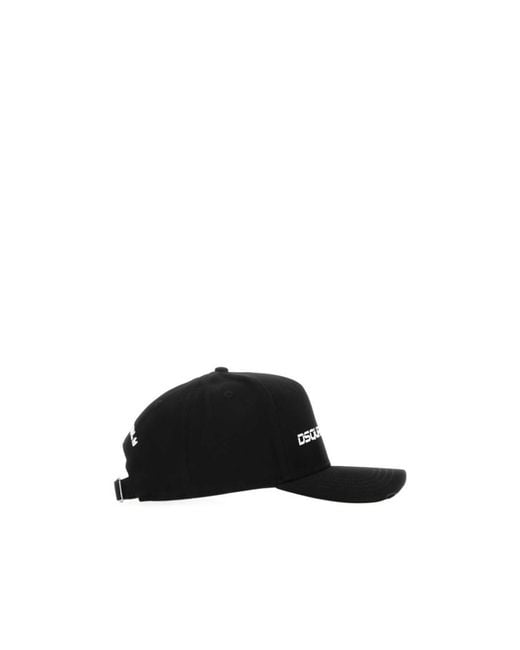 DSquared² Black Logo-Detailed Distressed Baseball Cap for men